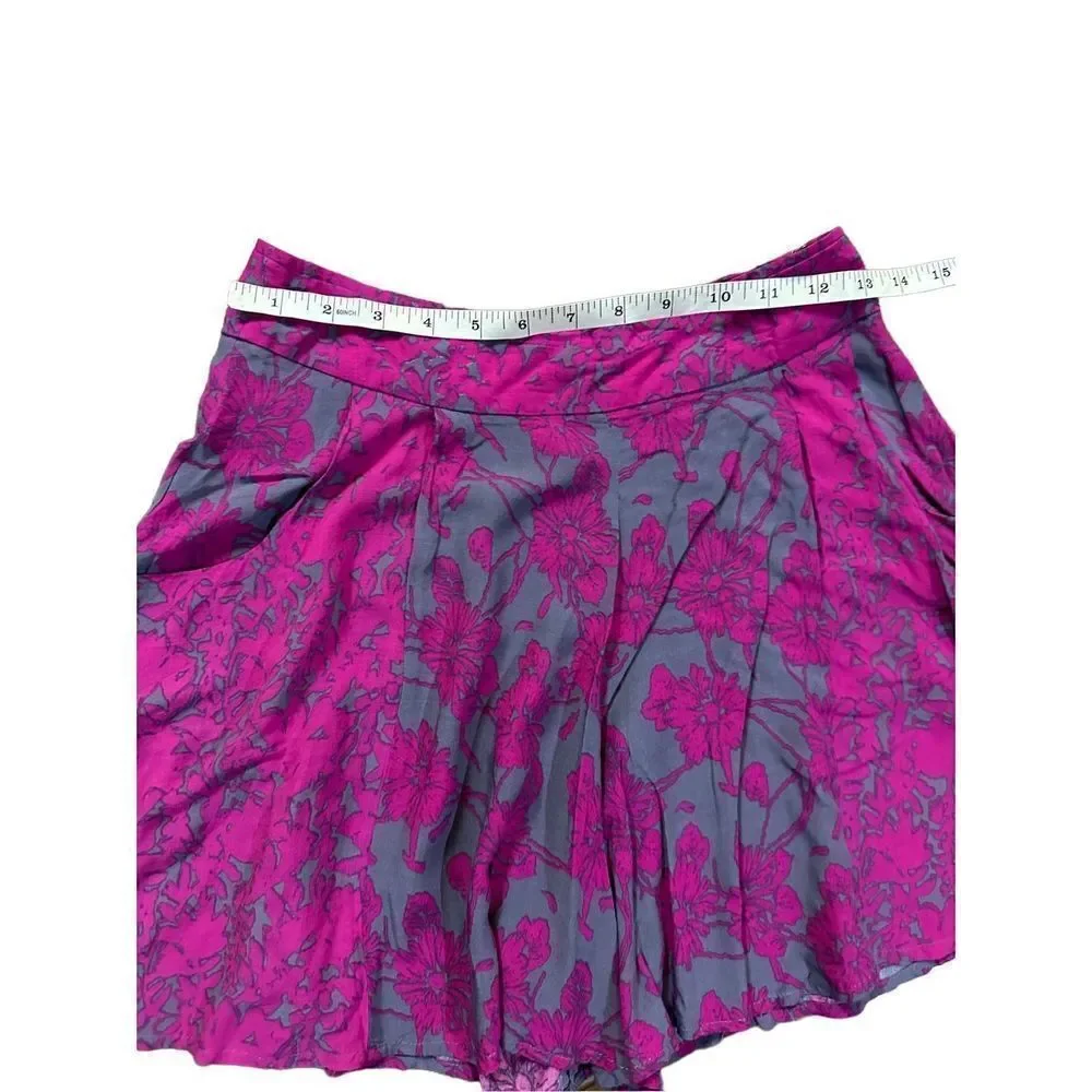 Free People Sheila‎ Vivid Purple & Gray Floral Culotte Shorts sz 2 boho